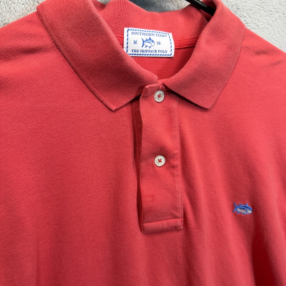 Southern Tide Skipjack Polo Long Sleeve Coral‎ Reef Performance Knit Men's M